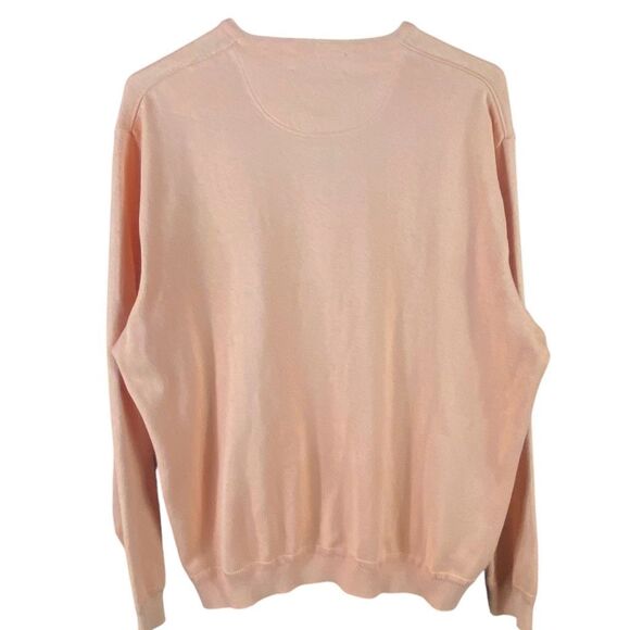 St. Croix Peach Cotton Blend Light V-Neck Knit Sweater Men’s Size Large - Picture 4 of 4
